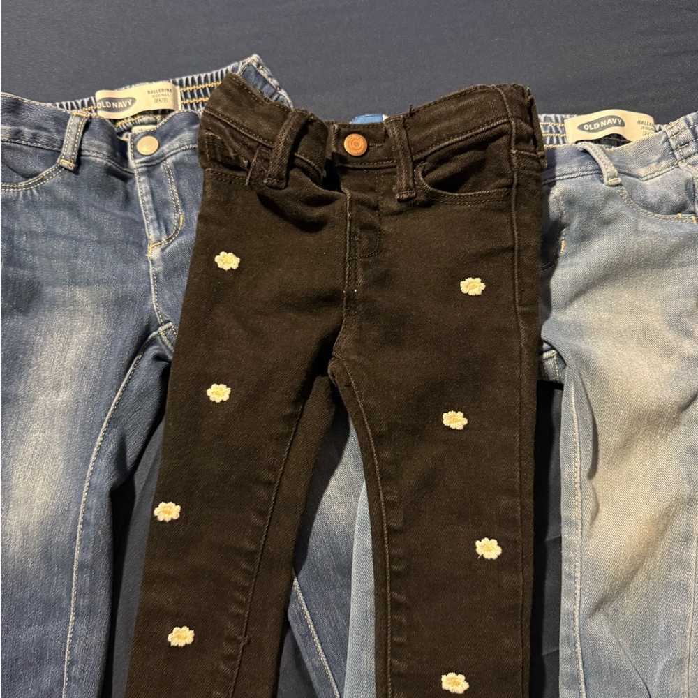 Zara Black Kids Jeans with Floral Accents